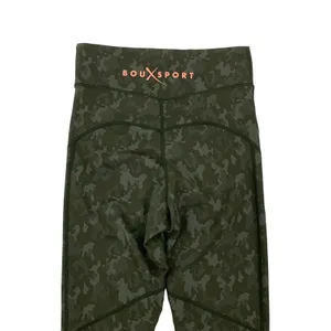 Boux Sport Womens Leggings Small Green Jacquard Camo Gym Yoga Athleisure thumbnail 7