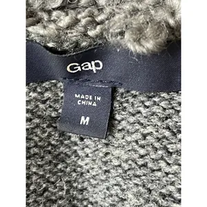 GAP 100% Wool Faux Shearling Collar Button Front Cardigan Gray Size Medium thumbnail 10