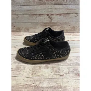 Shu Shop Rockstar Studded Black Sneakers Size 9 Silver Rocker Slip On thumbnail 3