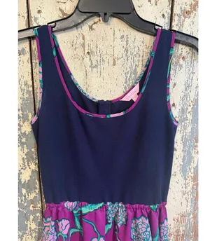 Lilly Pulitzer Blue Purple Floral Wrap Tank Dress, size Small thumbnail 1