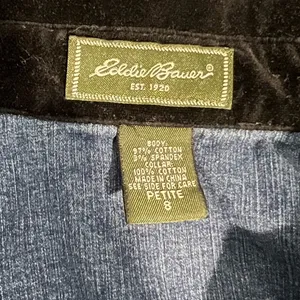 Eddie Bauer Denim Dress with Black Velvet Collar Long Sleeves Pockets 072726 thumbnail 3