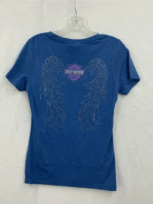 Harley-Davidson Blue Tee with Black Label and Orange Logo 852 thumbnail 7