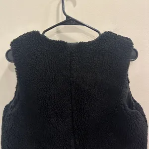 Madewell Black Faux Shearling Sherpa Vest Small Apres Ski Boho Cozycore Hygge‎ thumbnail 6