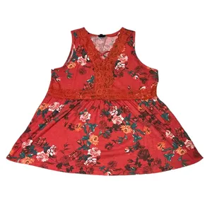 Torrid Red Floral Print Babydoll Tank Top Size 2X thumbnail 2