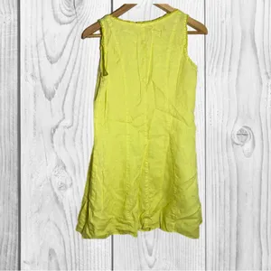 Women's Sleeveless Lime Yellow Summer linen Midi Dress Coastal‎ Beach Breathable thumbnail 7