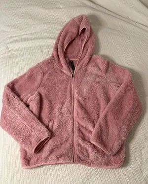 90 Degree By Reflex Plush Pink Hooded Zip Jacket Size M thumbnail 1