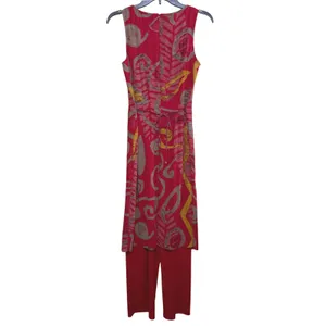 Joseph Ribkoff Jumpsuit Women Size 6 Abstract Layered Overlay‎ Sleeveless Unique thumbnail 2