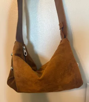 Target Brown Suede Shoulder Bag with Silver Studs thumbnail 1
