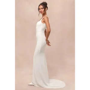NWT Lulus Regal Classic White Sleeveless Twist-Back Maxi Dress Bridal Wedding S thumbnail 10