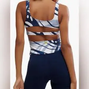 NWT Free people Movement Women's Never Better Long Tank Blue Combo Size L thumbnail 4