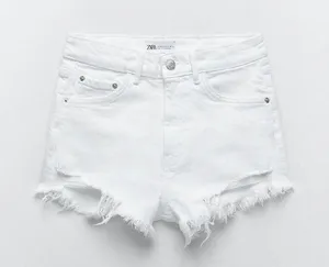 ZARA White Denim Shorts thumbnail 2