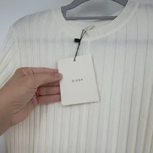 DISSH Ada Ivory Ribbed Knit Midi Dress XS Long Sleeve Tie Waist NWT‎ thumbnail 4