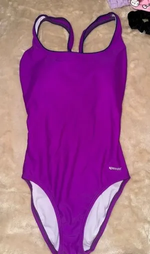Speedo Womens Purple Racerback One Piece Swimsuit Padded Training Swimwear 8 (C) thumbnail 1
