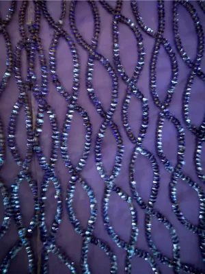 Laurence Kazar Beaded Cobalt Blue Midi Dress Silk Size Small 80’s Party Dynasty thumbnail 4