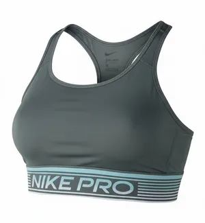 Nike Pro Swoosh Mesh Medium Support Padded Sports Bra Grey Teal Size Large thumbnail 1