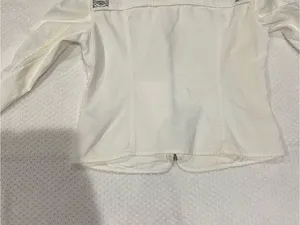 Zara White Textured Zip-Front Jacket with Patterned Trim thumbnail 8