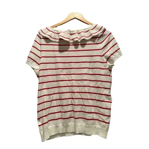 ModCloth Ruffle Collar Knit‎ Top Red Stripe Coquette Chic Cottagecore XL thumbnail 2