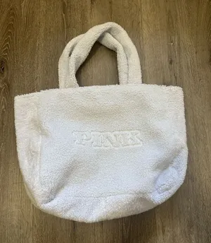 PINK Victoria's Secret Cream Sherpa Tote thumbnail 1