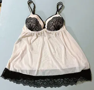 Light Pink Pastel Sheer Floral Lace Babydoll Nightie Nightgown Chemise Dress Bra Lingerie Size M 🖤 thumbnail 1