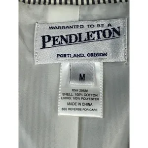 Pendleton Womens Gray White Seersucker Striped One Button Blazer Jacket M Summer thumbnail 8