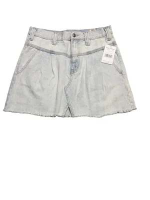 ✨ Free People Silver Lake Denim Mini Skirt Size 27 Light Wash Raw Hem‎ NWT ✨ thumbnail 2