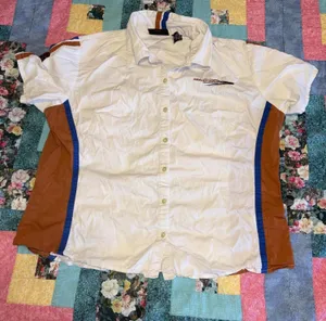 Harley-Davidson Womans XL Embroidered White Short Sleeve Button-Up Shirt thumbnail 1