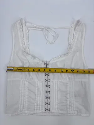 Free People White Hook-and-Eye Ruffle-Trim Crop Camisole thumbnail 9
