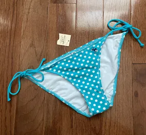 Y2k NWT abercrombie and fitch blue polka dot side tie low rise bikini bottoms thumbnail 1