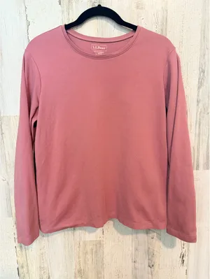 L.L.Bean Women’s Large Pink 100% Cotton Long Sleeve Crew Neck Shirt Top thumbnail 2