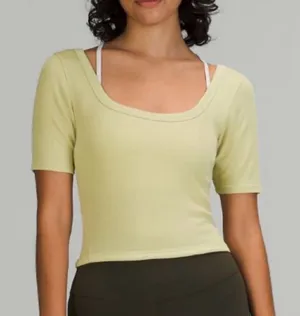 Lululemon NWT Ribbed Held Tight Short Sleeve Shirt Crop Top Green Size 6 thumbnail 1