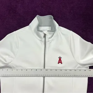 Antigua‎ Women's MLB Los Angeles Angels White Full Zip Leader Jacket Size Small thumbnail 4