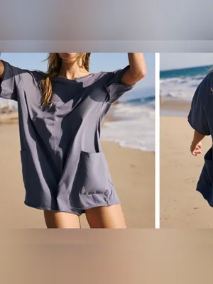NWOT Free People FP Movement Hot Shot Tee Romper - Blue indigo navy - XL thumbnail 5