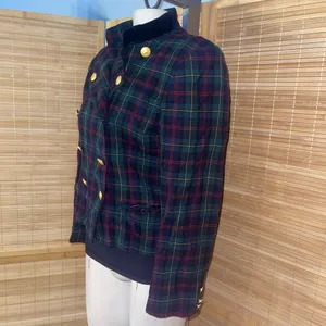 Vintage JH Collectibles military-style double-breasted wool blue plaid jacket 10 thumbnail 3