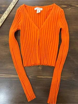 Orange ribbed long sleeve sweater Size XS thumbnail 1