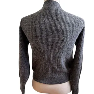Quince Baby Alpaca-Wool Cropped Cardigan Sweater Charcoal Gray XS thumbnail 3
