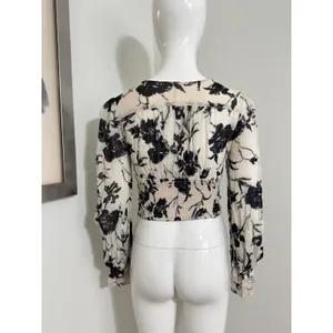 Free People Women’s Floral Ruched Crop Top Boho Cottagecore Fairycore Blouse XS thumbnail 5