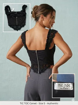 TIC TOC Black Lace Corset Camisole Top thumbnail 2