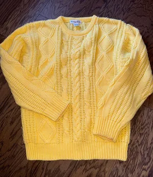 Vintage Cable Knit Crewneck Sweater - Yellow ! thumbnail 1