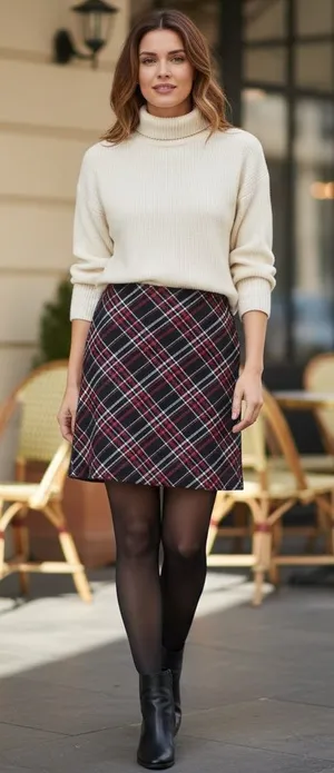 Free People Plaid A-Line Mini Skirt Red & Black Size Large NWT thumbnail 1