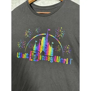 Walt Disney World Black Metalllic Rainbow Logo Magic‎ Kingdom Disney T-shirt XXL thumbnail 2