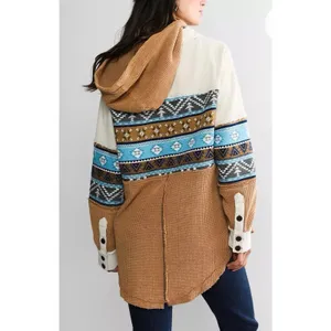 Sterling & Stitch Womens S Corduroy Shacket Southwestern Patchwork Jacket Boho thumbnail 3