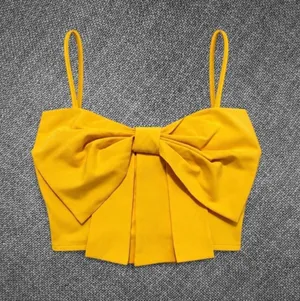 Yellow Oversized Bow Cropped Cami Top Size Small thumbnail 1