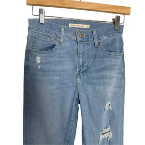 Levi’s 720 High Rise Super Skinny Distressed Light Wash Stretch Denim Blue Jeans thumbnail 2