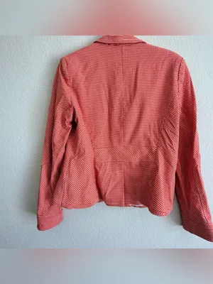 7th Avenue New York & Company Gingham 2-Button Blazer Red White Size 12 Y2K thumbnail 3