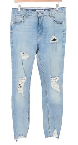 Primark Jeans Womens 10 Denim Co Skinny Light Blue Distressed Ripped Excellent thumbnail 1