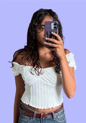 Kirious Boho white off the shoulder crop top thumbnail 1
