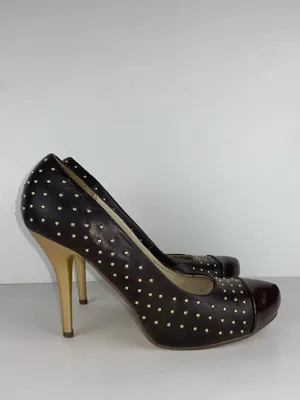 Liliana Black Studded High Heel Pump with Brown Cap Toe Size 8.5 Dolace thumbnail 3