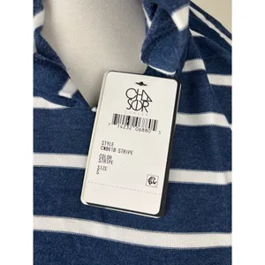 NWT Chaser Navy‎ Stripe Mixed Media Hooded Sweatshirt Small thumbnail 4