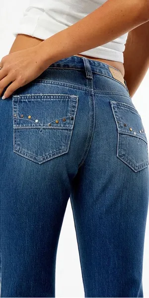 Pacsun Jade Low Rise Bootcut Jeans Pocket Studs Dark Blue NWT Sonoma Size 34 thumbnail 1