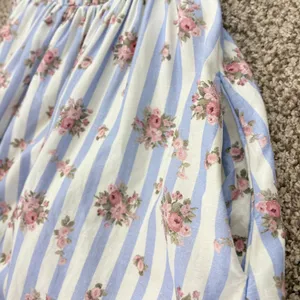 Show Me Your Mumu Mini Dress Womens XS Striped Floral Puff Sleeve Linen‎ Pockets thumbnail 7